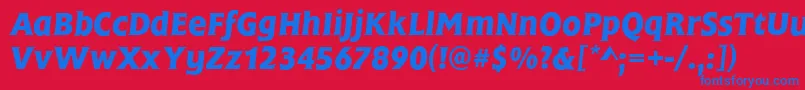 フォントFrascatiMediumItalic – 赤い背景に青い文字
