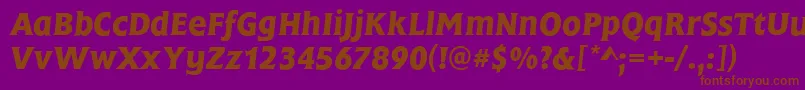 Fonte FrascatiMediumItalic – fontes marrons em um fundo roxo