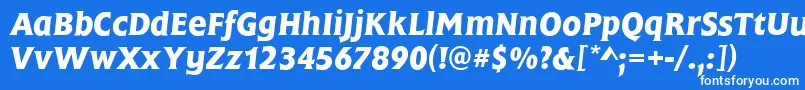 FrascatiMediumItalic-Schriftart – Weiße Schriften auf blauem Hintergrund