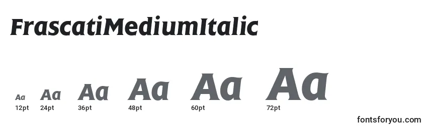 Размеры шрифта FrascatiMediumItalic