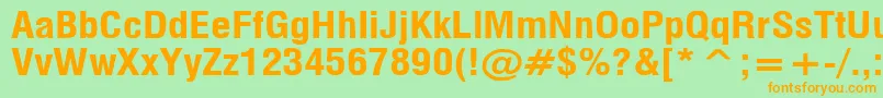 フォントMilfB – オレンジの文字が緑の背景にあります。