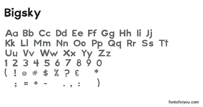 Czcionka Bigsky – alfabet, cyfry, specjalne znaki