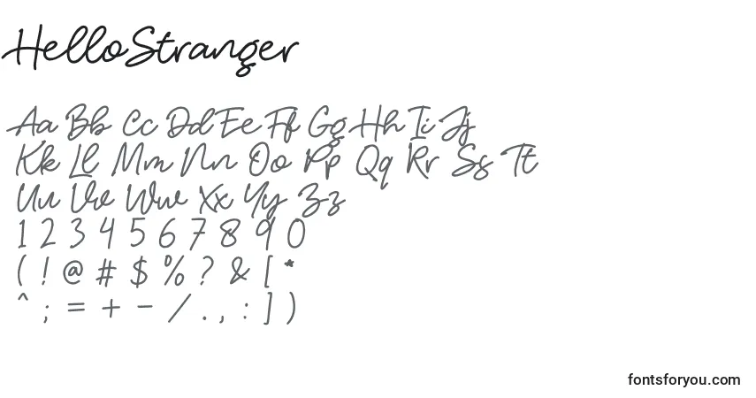 A fonte HelloStranger – alfabeto, números, caracteres especiais