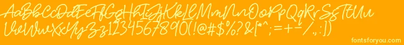 HelloStranger-Schriftart – Gelbe Schriften auf orangefarbenem Hintergrund