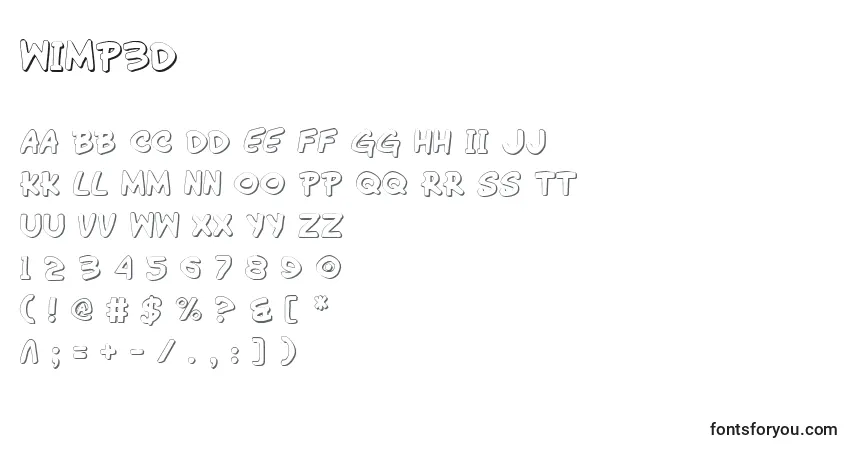 Czcionka Wimp3D – alfabet, cyfry, specjalne znaki