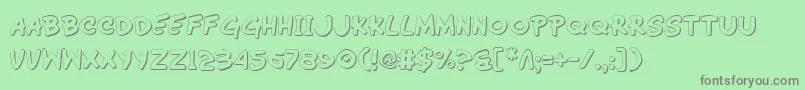 Weitere Informationen zur Wimp3D-Schriftart Wimp3D-Schriftart – Graue Schriften auf grünem Hintergrund