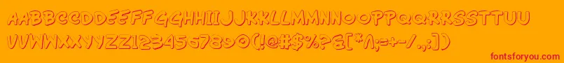 Wimp3D-Schriftart – Rote Schriften auf orangefarbenem Hintergrund