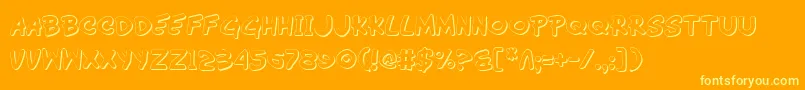 Wimp3D-Schriftart – Gelbe Schriften auf orangefarbenem Hintergrund