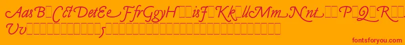 ClaudeSansItalicAltsLetPlain.1.0-Schriftart – Rote Schriften auf orangefarbenem Hintergrund