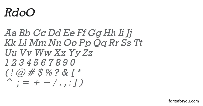 Schriftart RdoO – Alphabet, Zahlen, spezielle Symbole