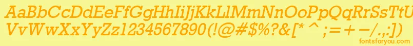 フォントRdoO – オレンジの文字が黄色の背景にあります。