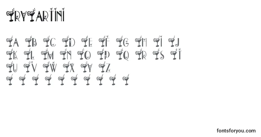 A fonte DryMartini – alfabeto, números, caracteres especiais