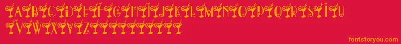 Fonte DryMartini – fontes laranjas em um fundo vermelho