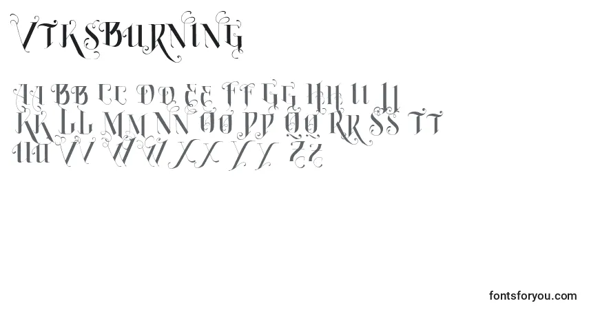 Czcionka VtksBurning – alfabet, cyfry, specjalne znaki