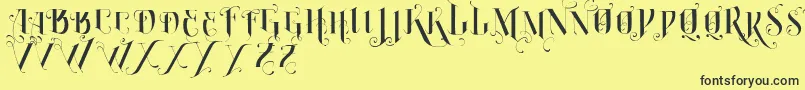 VtksBurning Font – Black Fonts on Yellow Background