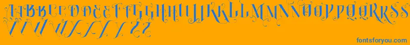 VtksBurning Font – Blue Fonts on Orange Background