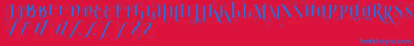 VtksBurning Font – Blue Fonts on Red Background
