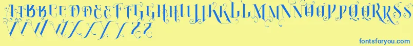 VtksBurning Font – Blue Fonts on Yellow Background