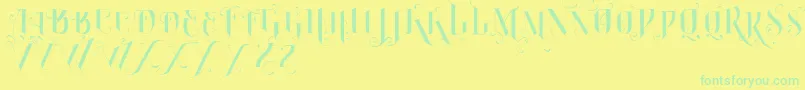 VtksBurning Font – Green Fonts on Yellow Background