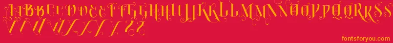 フォントVtksBurning – 赤い背景にオレンジの文字