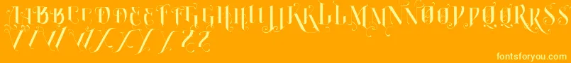 VtksBurning Font – Yellow Fonts on Orange Background