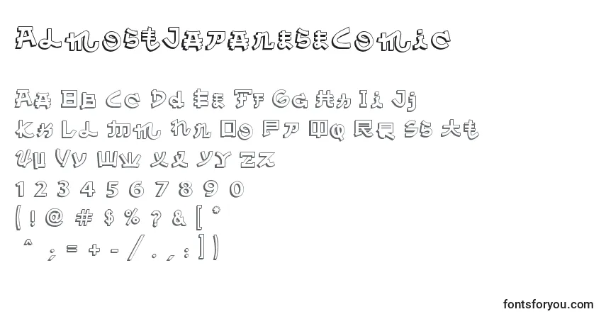 A fonte AlmostJapaneseComic – alfabeto, números, caracteres especiais