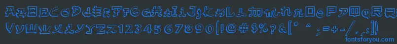Fonte AlmostJapaneseComic – fontes azuis em um fundo preto