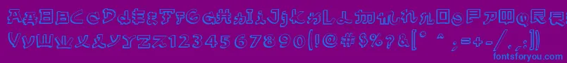 AlmostJapaneseComic-Schriftart – Blaue Schriften auf violettem Hintergrund