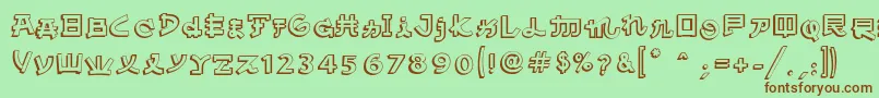 AlmostJapaneseComic Font – Brown Fonts on Green Background