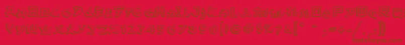 AlmostJapaneseComic-Schriftart – Braune Schriften auf rotem Hintergrund