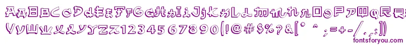 AlmostJapaneseComic-Schriftart – Violette Schriften auf weißem Hintergrund