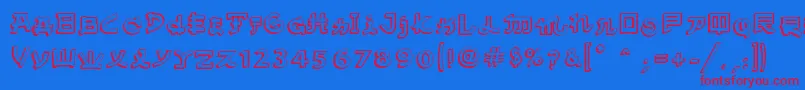 AlmostJapaneseComic Font – Red Fonts on Blue Background