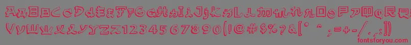 AlmostJapaneseComic-Schriftart – Rote Schriften auf grauem Hintergrund