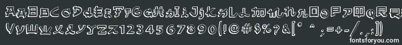 AlmostJapaneseComic-fontti – valkoiset fontit mustalla taustalla