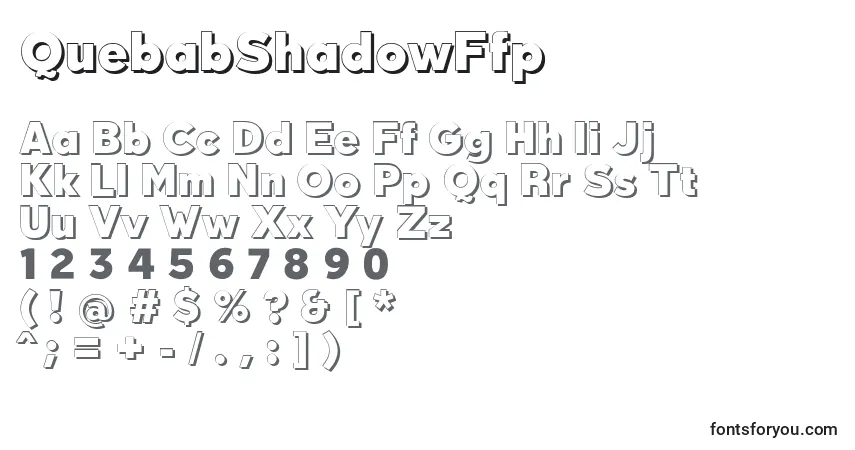 Czcionka QuebabShadowFfp – alfabet, cyfry, specjalne znaki