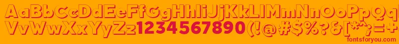 QuebabShadowFfp-Schriftart – Rote Schriften auf orangefarbenem Hintergrund