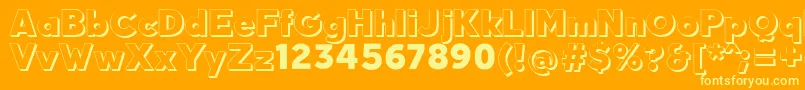 QuebabShadowFfp-Schriftart – Gelbe Schriften auf orangefarbenem Hintergrund
