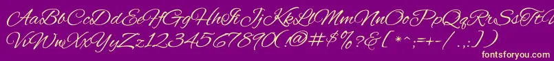 AlexBrush-Schriftart – Gelbe Schriften auf violettem Hintergrund