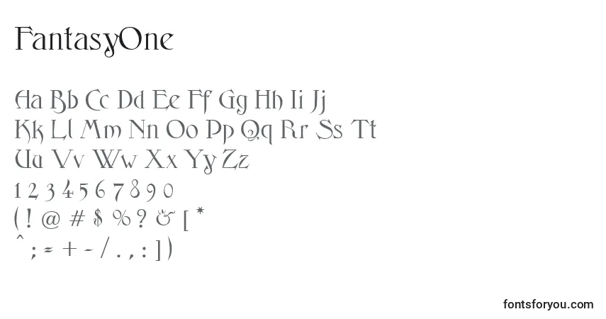 Czcionka FantasyOne – alfabet, cyfry, specjalne znaki
