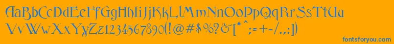 FantasyOne Font – Blue Fonts on Orange Background