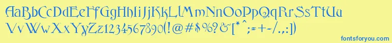 FantasyOne Font – Blue Fonts on Yellow Background