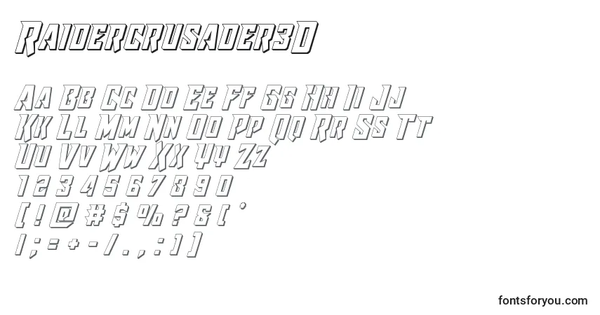 Schriftart Raidercrusader3D – Alphabet, Zahlen, spezielle Symbole