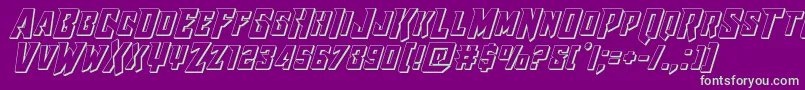 Raidercrusader3D-Schriftart – Grüne Schriften auf violettem Hintergrund