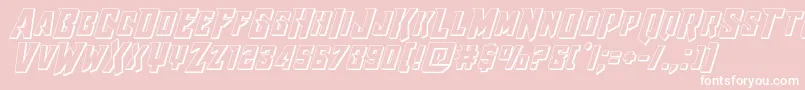 Raidercrusader3D-Schriftart – Weiße Schriften auf rosa Hintergrund