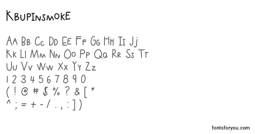 Czcionka Kbupinsmoke – alfabet, cyfry, specjalne znaki