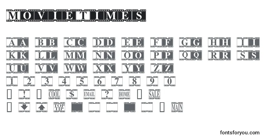 Schriftart MovieTimes – Alphabet, Zahlen, spezielle Symbole