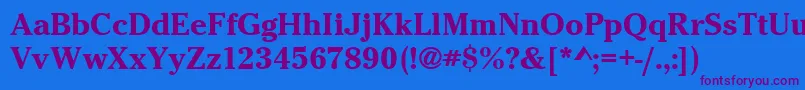 Weitere Informationen zur CheltenhamitcteeBold-Schriftart CheltenhamitcteeBold-Schriftart – Violette Schriften auf blauem Hintergrund