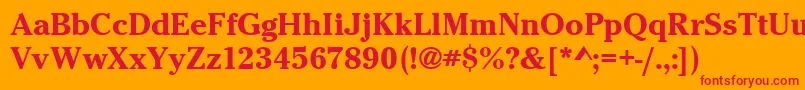 CheltenhamitcteeBold-Schriftart – Rote Schriften auf orangefarbenem Hintergrund