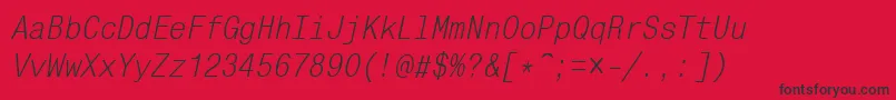 MonocondensedcttItalic Font – Black Fonts on Red Background