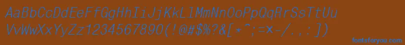 MonocondensedcttItalic Font – Blue Fonts on Brown Background